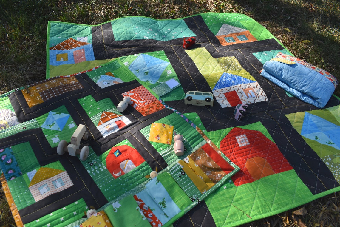 Busy Town Play Mat Kids Toy Car Track PDF Pattern With Etsy