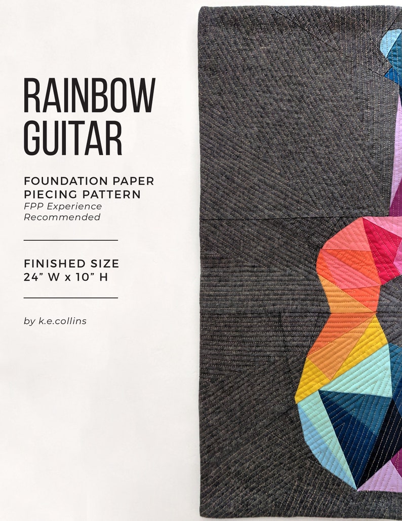 Rainbow Guitar Mini Quilt PDF Pattern Digital Download image 4