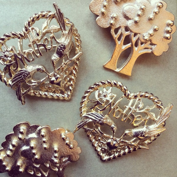 Vintage deadstock gold brooches- made in England