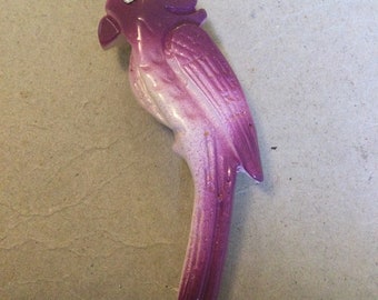 Vintage Purple parrot Brooch - 1970s Deadstock