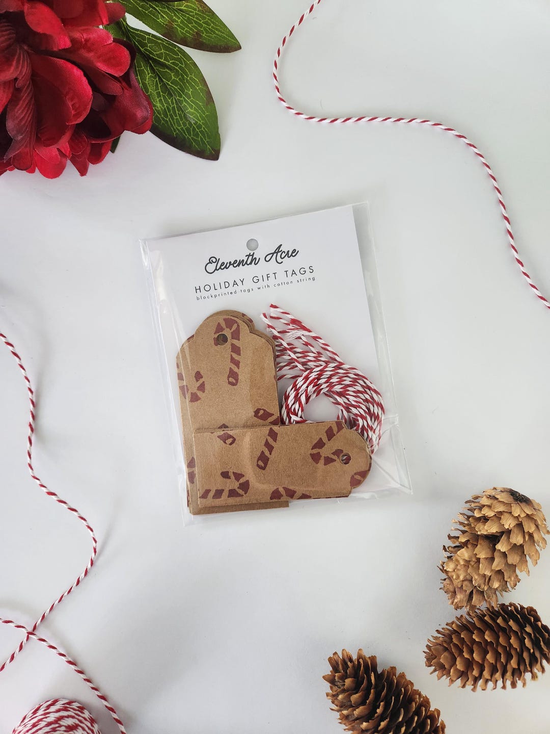 Block Printed Candy Cane Gift Tags - Set of 12 - Etsy