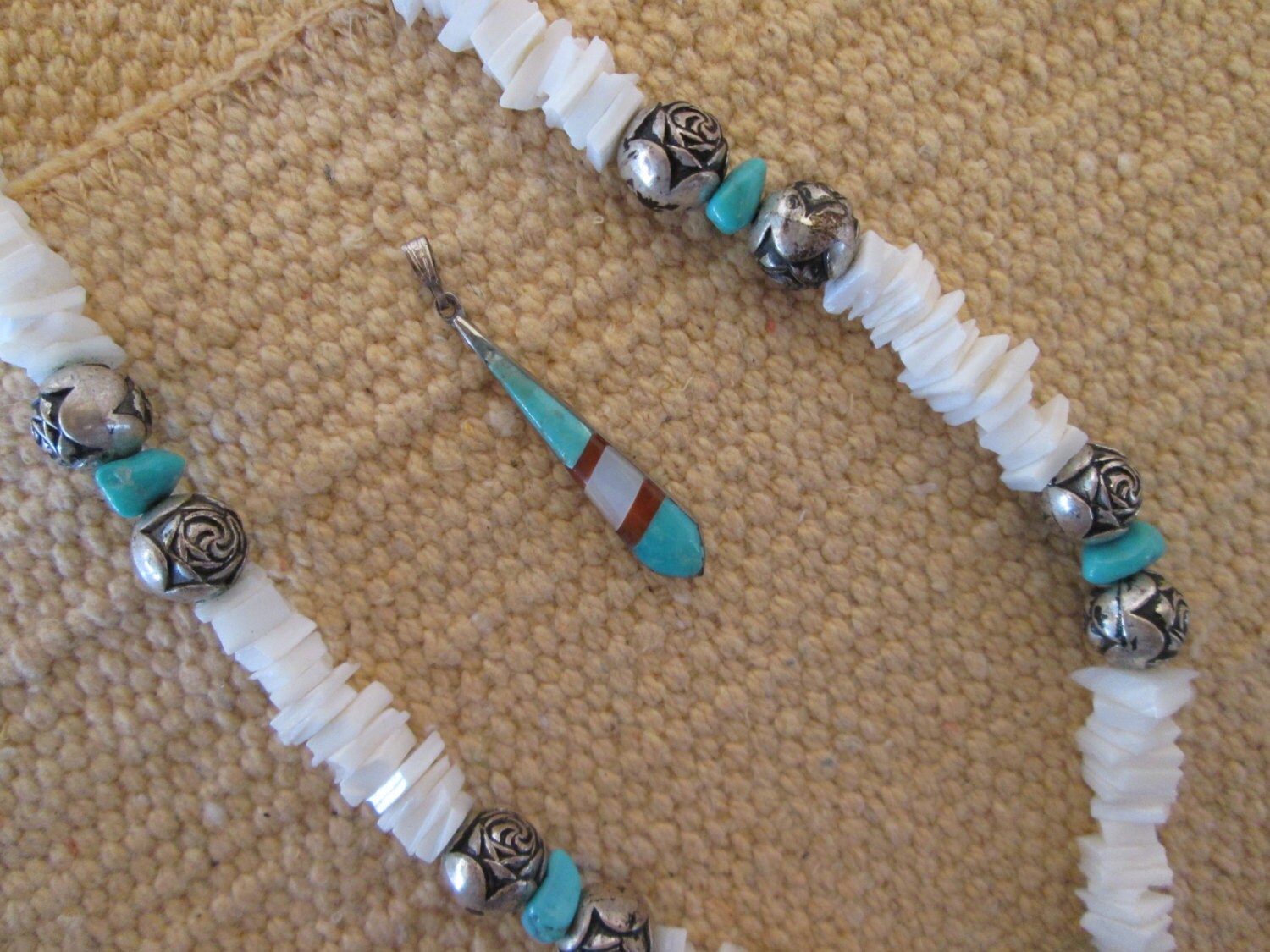 Southwestern Zuni Inlay Necklace   ~  FREE SHIPPING