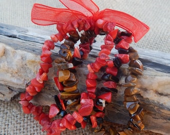 Tiger Eye and Shell 3 Strand ~  FREE SHIPPING