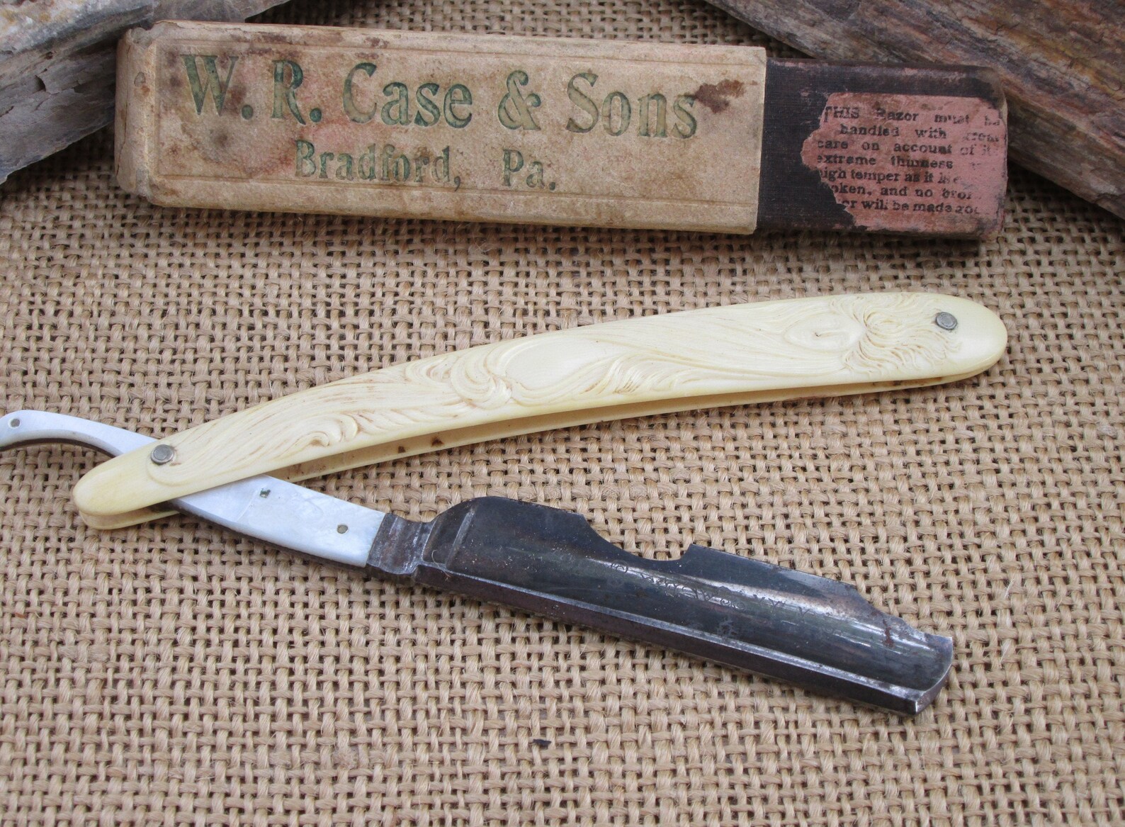W. R. Case & Sons Vintage Straight Razor With Carved Handle Original Box FREE SHIPPING Etsy