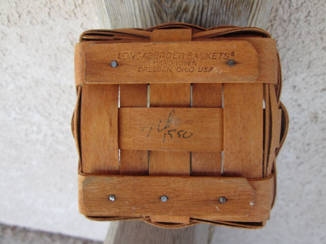 Longaberger BasketsSmall Basket w leather loop handles1990 Etsy