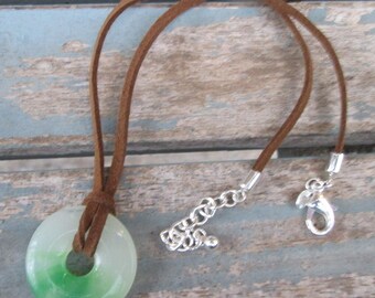 Jade Pendant on Leather Choker