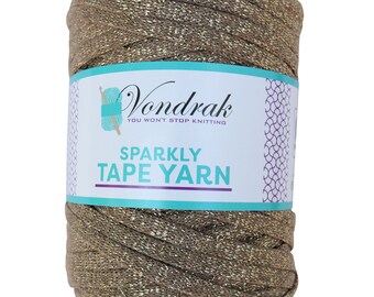 Sparkly Tape Yarn 130 yards BROWN-GOLD