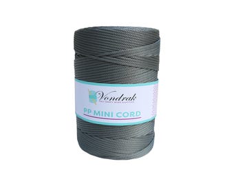PP Mini Cord 328 yards / Knitting Cord / Crochet Yarn / Novelty Yarn / Bulky Yarn / Polypropilene Yarn  / Home Decor Yarn CHARCOAL