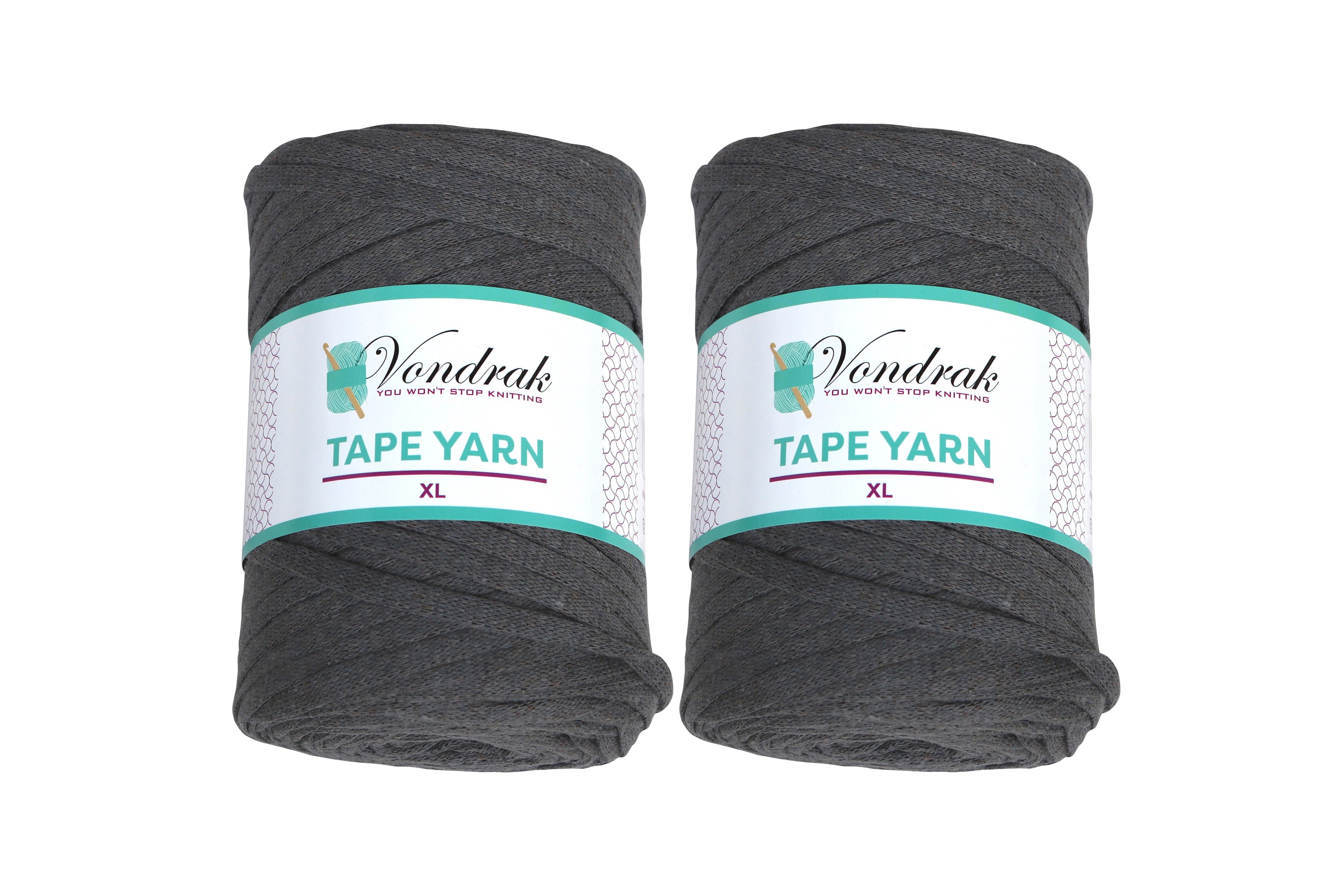  Vondrak Tape Yarn 328 Yards (2 skeins) Ribbon Yarn for  Crocheting and Knitting. Flat Cotton Home Decor Yarn (Pink)