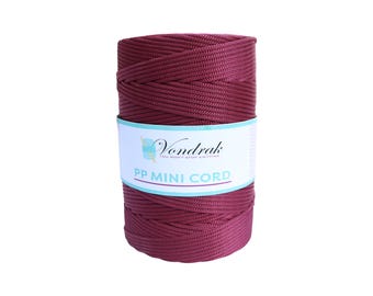 PP Mini Cord 328 yards / Knitting Cord / Crochet Yarn / Novelty Yarn / Bulky Yarn / Polypropilene Yarn  / Home Decor Yarn BURGUNDY