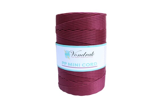 PP Mini Cord 328 yards / Knitting Cord / Crochet Yarn / Novelty Yarn / Bulky Yarn / Polypropilene Yarn  / Home Decor Yarn BURGUNDY