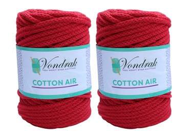 Cotton Air Yarn (5mm) 160 yards RED (2 skeins)