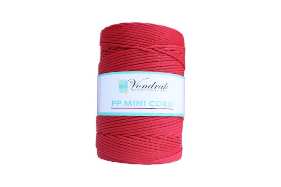 PP Mini Cord 328 yards / Knitting Cord / Crochet Yarn / Novelty Yarn / Bulky Yarn / Polypropilene Yarn  / Home Decor Yarn RED