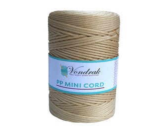 PP Mini Cord 328 yards / Knitting Cord / Crochet Yarn / Novelty Yarn / Bulky Yarn / Polypropilene Yarn  / Home Decor Yarn GOLDEN TAN