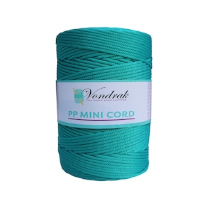 PP Mini Cord 130 yards / Knitting Cord / Crochet Yarn / Novelty Yarn / Bulky Yarn / Polypropilene Yarn  / Home Decor Yarn TEAL