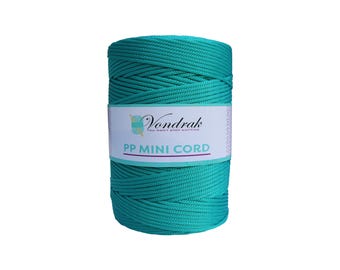 PP Mini Cord 328 yards / Knitting Cord / Crochet Yarn / Novelty Yarn / Bulky Yarn / Polypropilene Yarn  / Home Decor Yarn TEAL