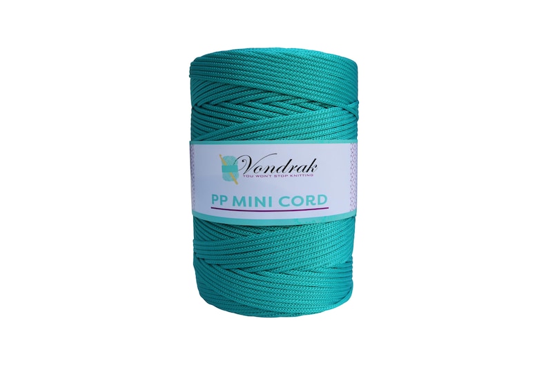 PP Mini Cord 328 yards / Knitting Cord / Crochet Yarn / Novelty Yarn / Bulky Yarn / Polypropilene Yarn / Home Decor Yarn TEAL image 1