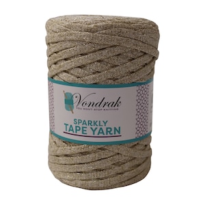 Sparkly Tape Yarn 130 yards CREAM-GOLD