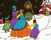 Holiday Fabric - Family and Friends Come to Visit - Christmas Fabric Block