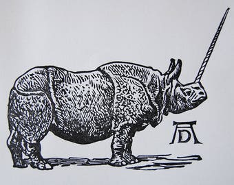 Rhinoceros (study) - linocut