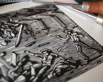 Campionato Europeo di "Shoot on my finger" - linocut