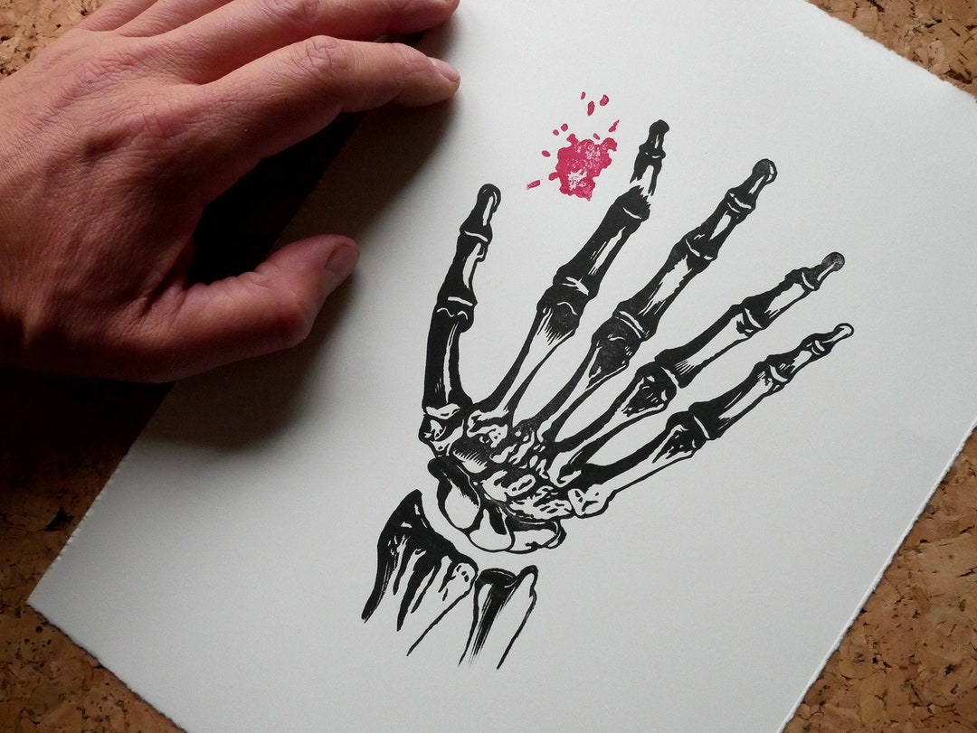 The Apprentice - Hand Anatomy - 2 Color Linocut - Etsy