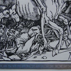 Great fun at the racecourse 4 horsemen of the Apocalypse Albrecht Dürer replica handmade linocut image 5