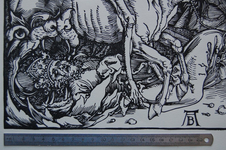 Great fun at the racecourse 4 horsemen of the Apocalypse Albrecht Dürer replica handmade linocut image 5