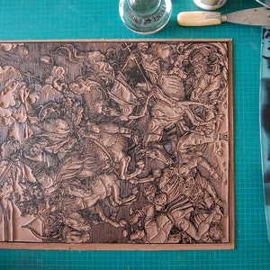 Great fun at the racecourse 4 horsemen of the Apocalypse Albrecht Dürer replica handmade linocut image 10