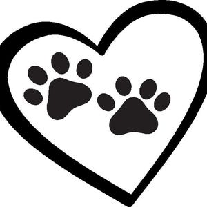 8" -10" Pet Memorial Stone Paw Prints in Heart