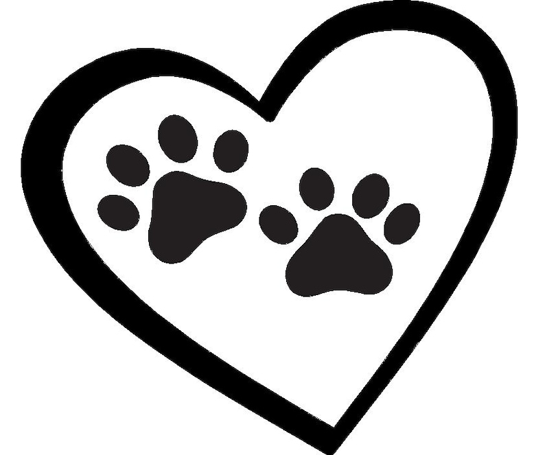8" -10" Pet Memorial Stone Paw Prints in Heart