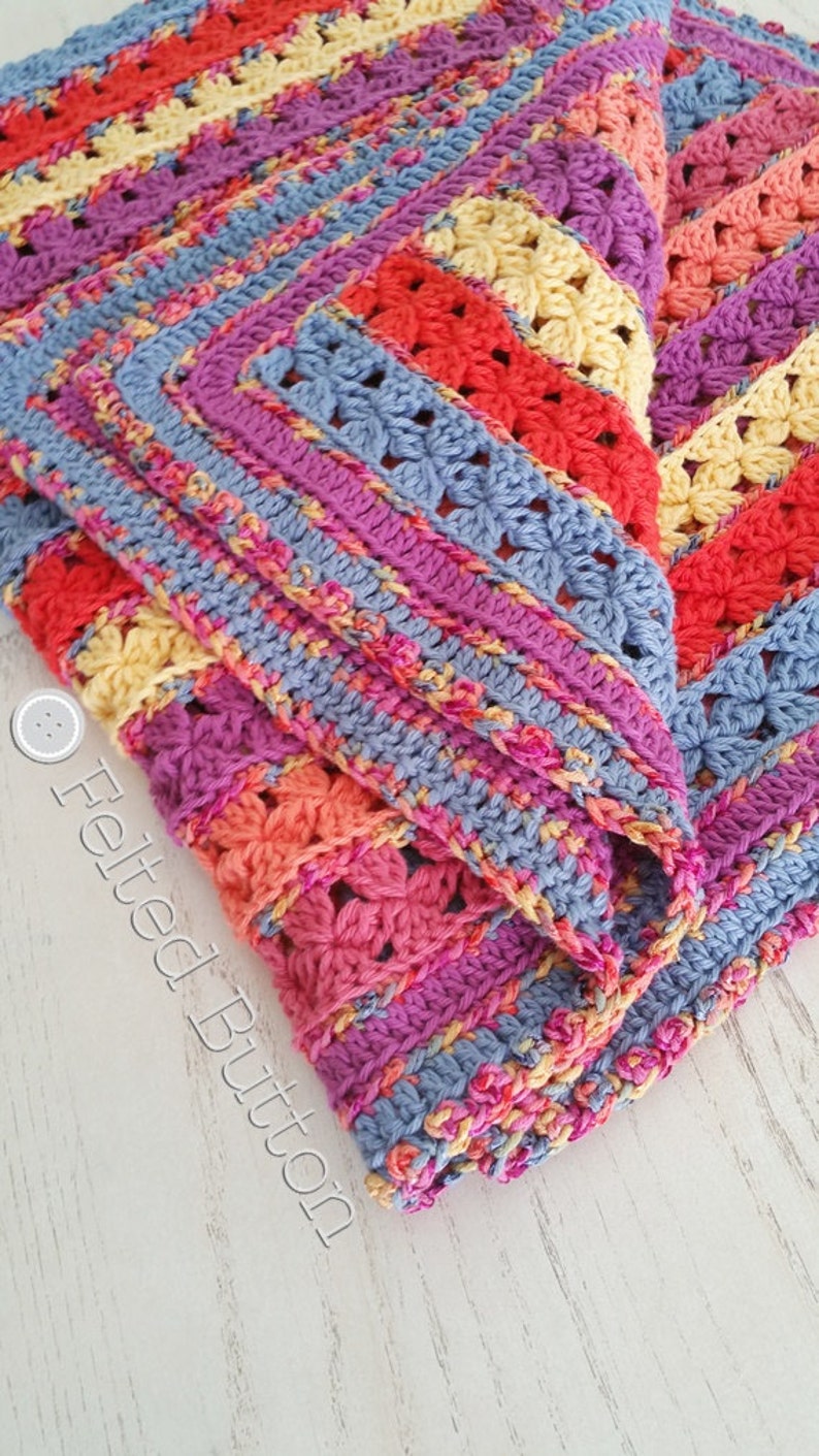 Crochet Pattern Rows of Posies Blanket Afghan Baby Throw Etsy