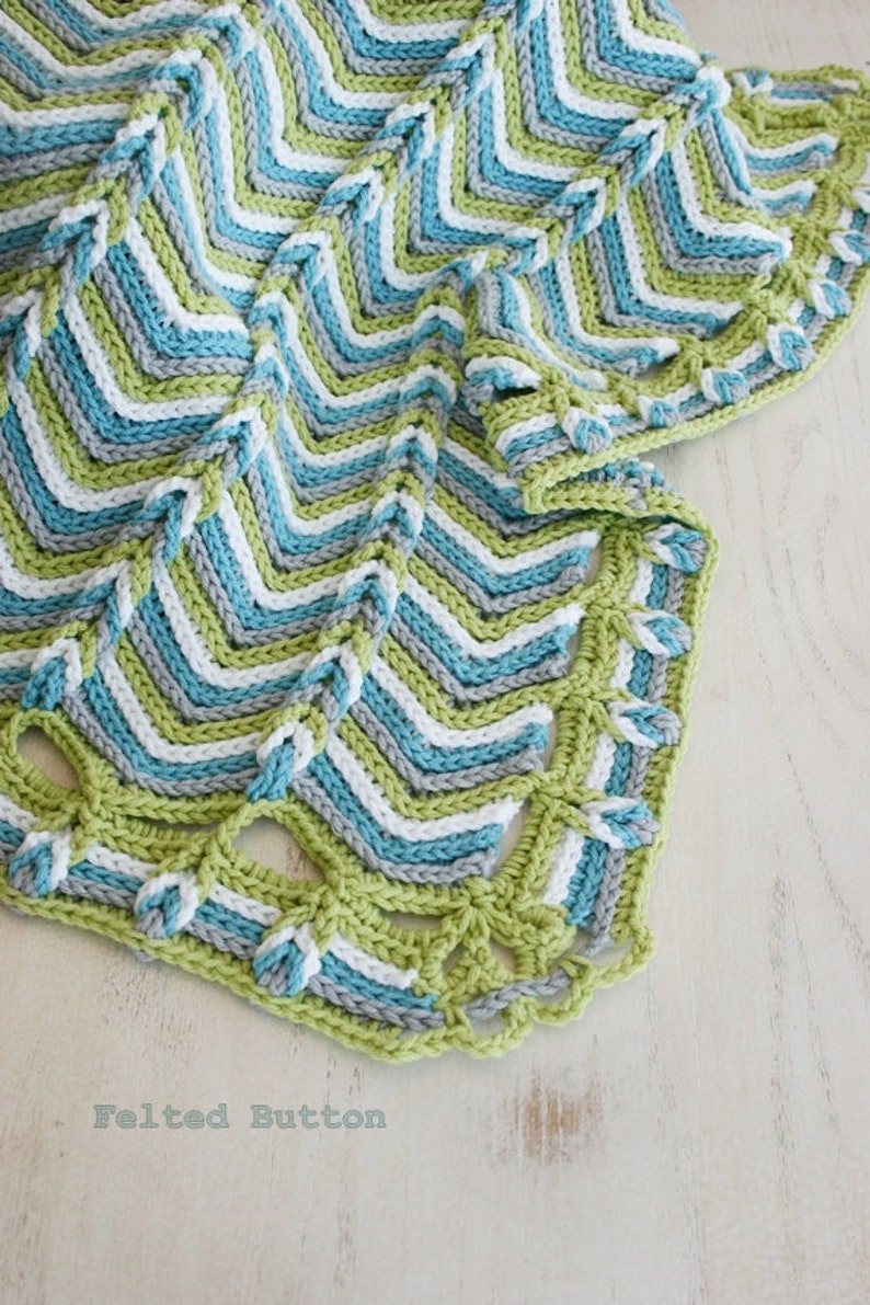 Crochet Pattern, Rolling Ridge Baby Blanket, Afghan, Any Size image 1