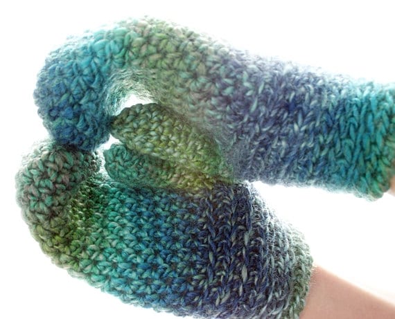 Sea Ice Cowl & Mittens Crochet Patterns, Women/Scarf/Gloves