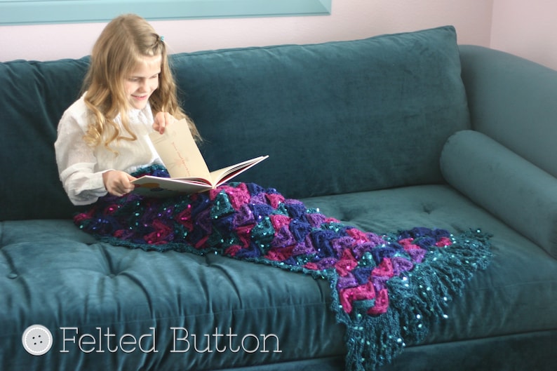 Crochet Pattern, Mermaid Me Blanket, Girl, Toddler, Child image 1