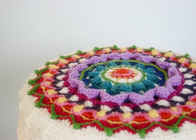 Mandala Crochet Pattern, Stool Cover, Pillow Cover, Wall Hanging image 5