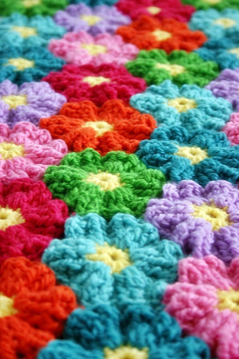 Blanket Crochet Pattern, Waikiki Wildflower Colorful image 6