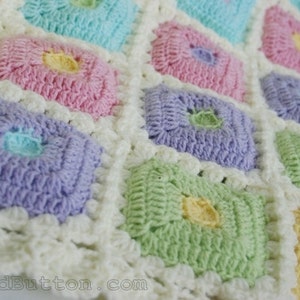 Crochet Pattern Blanket, Puffy Patch Quilt, Baby
