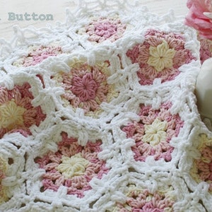 Patrón De Ganchillo, Manta Para Bebé, Flor Vintage, Shabby Chic