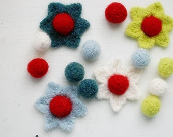 Crochet Pattern, Berries and Blooms Bunting, Felted Flowers, Motif, Felt