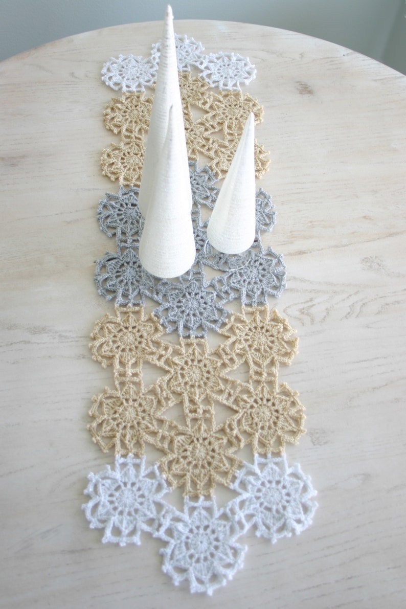 Crochet Pattern, Fallen Snow Table Runner, Ornament, Christmas Holiday Decor image 5