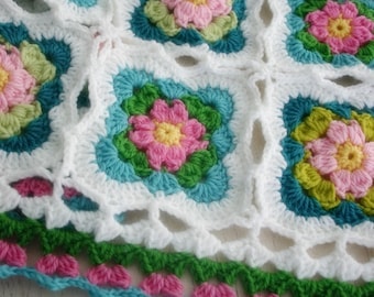 Crochet Pattern, Cottage Garden Blanket, Baby, Afghan, Throw