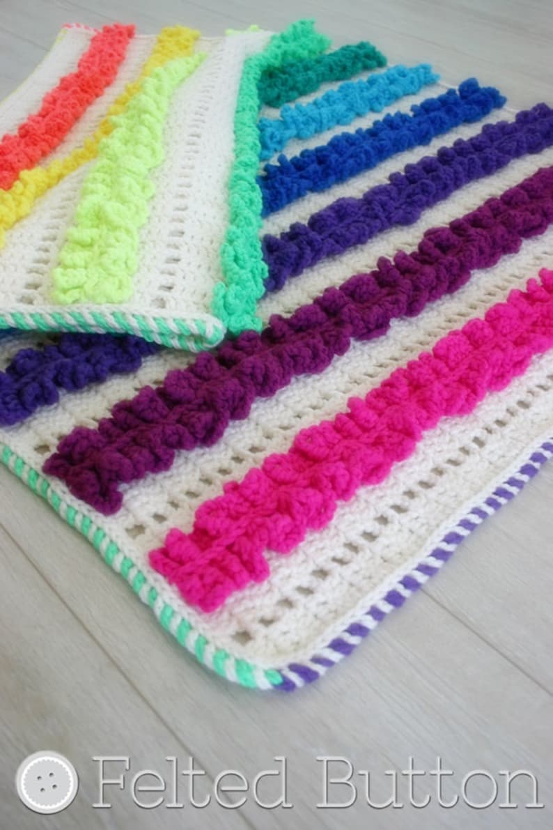 Crochet Pattern Ruffled Ribbons Blanket Rug Afghan Baby Etsy UK