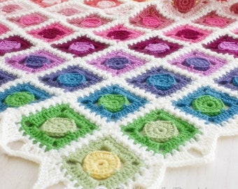 Crochet Pattern, Circle Takes the Square Blanket, Baby, Afghan, Throw