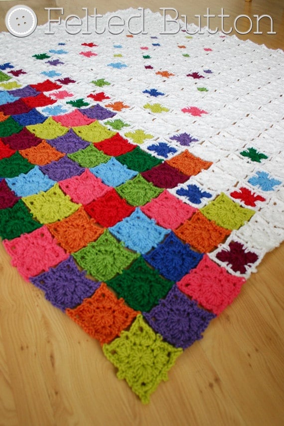 Crochet Pattern Rainbow Sprinkles Blanket Afghan Throw