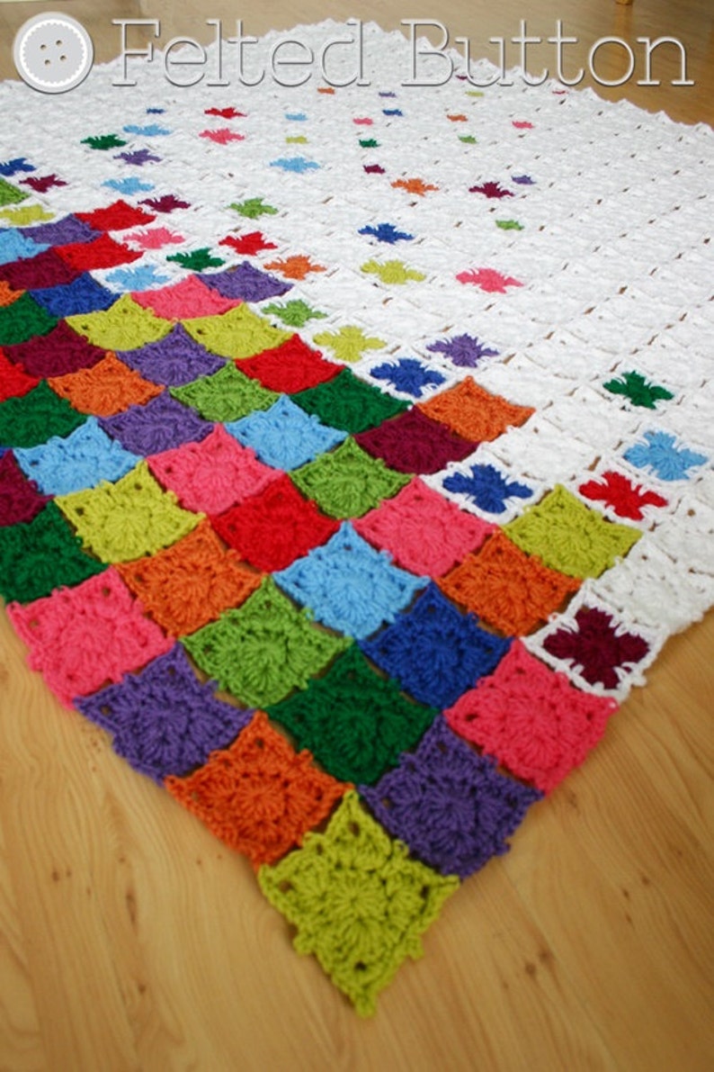 Crochet Pattern, Rainbow Sprinkles Blanket, Afghan, Throw image 1