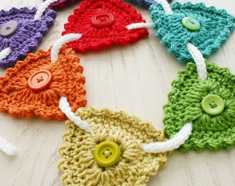 Wzór szydełkowy, Guzikowy girland, Tęczowa girlanda