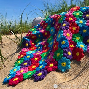 Blanket Crochet Pattern, Waikiki Wildflower Colorful image 5