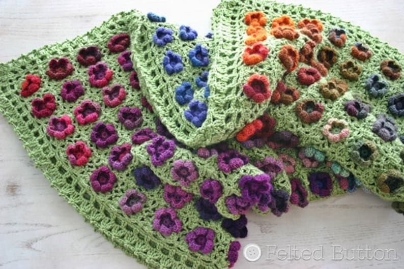 Crochet Pattern, Monet's Garden Throw, Afghan, Blanket image 5