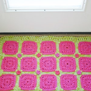 Crochet Pattern, Melon Berry Rug, Blanket image 1